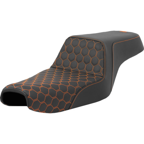 Saddlemen 2004-2006 Harley-Davidson 1200 Roadster XLR Step-Up Seat - Honeycomb - Orange Stitching - 3.3 Gal Tank - Sportster '04-'22 Image 1